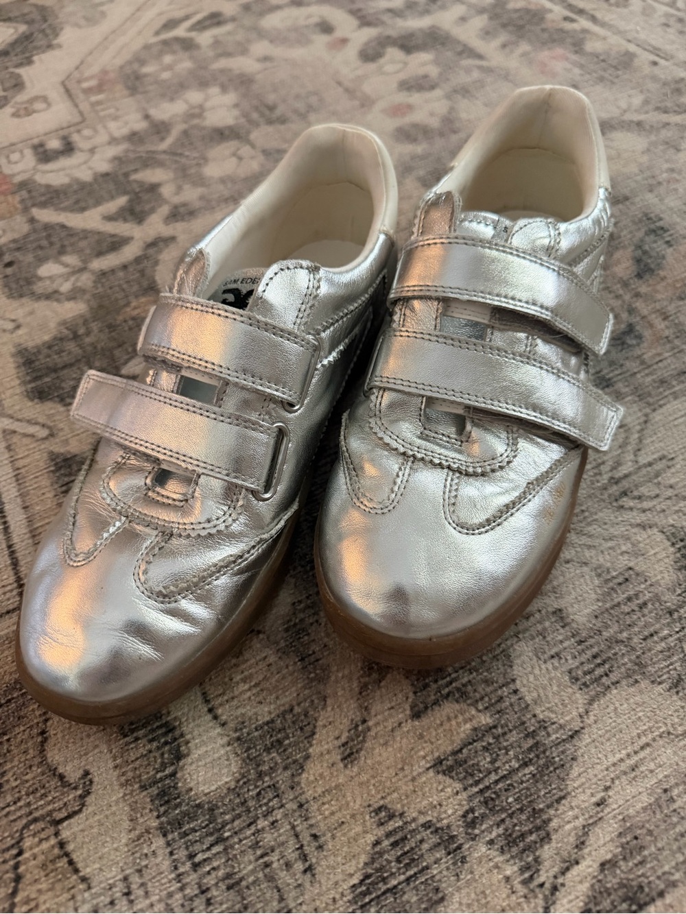 Sam Edelman Metallic Silver Velcro Sneakers